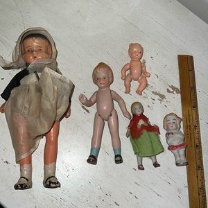 Lot Vintage Japan bisque & Composition jointed dolls